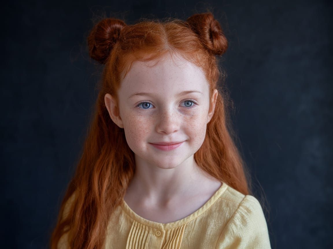 Girl with Red Hair in Yellow Blouse