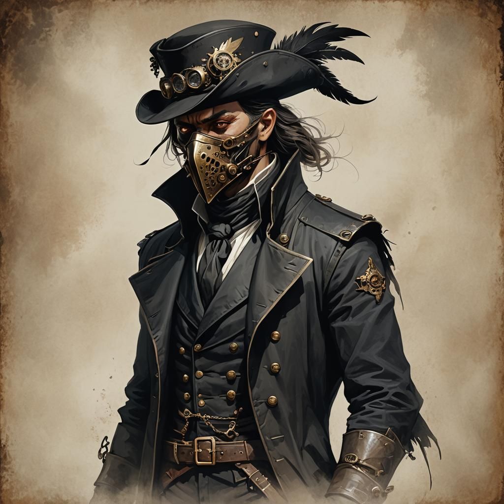 Steampunk Mysterious Figure with Rapier, Concept Art