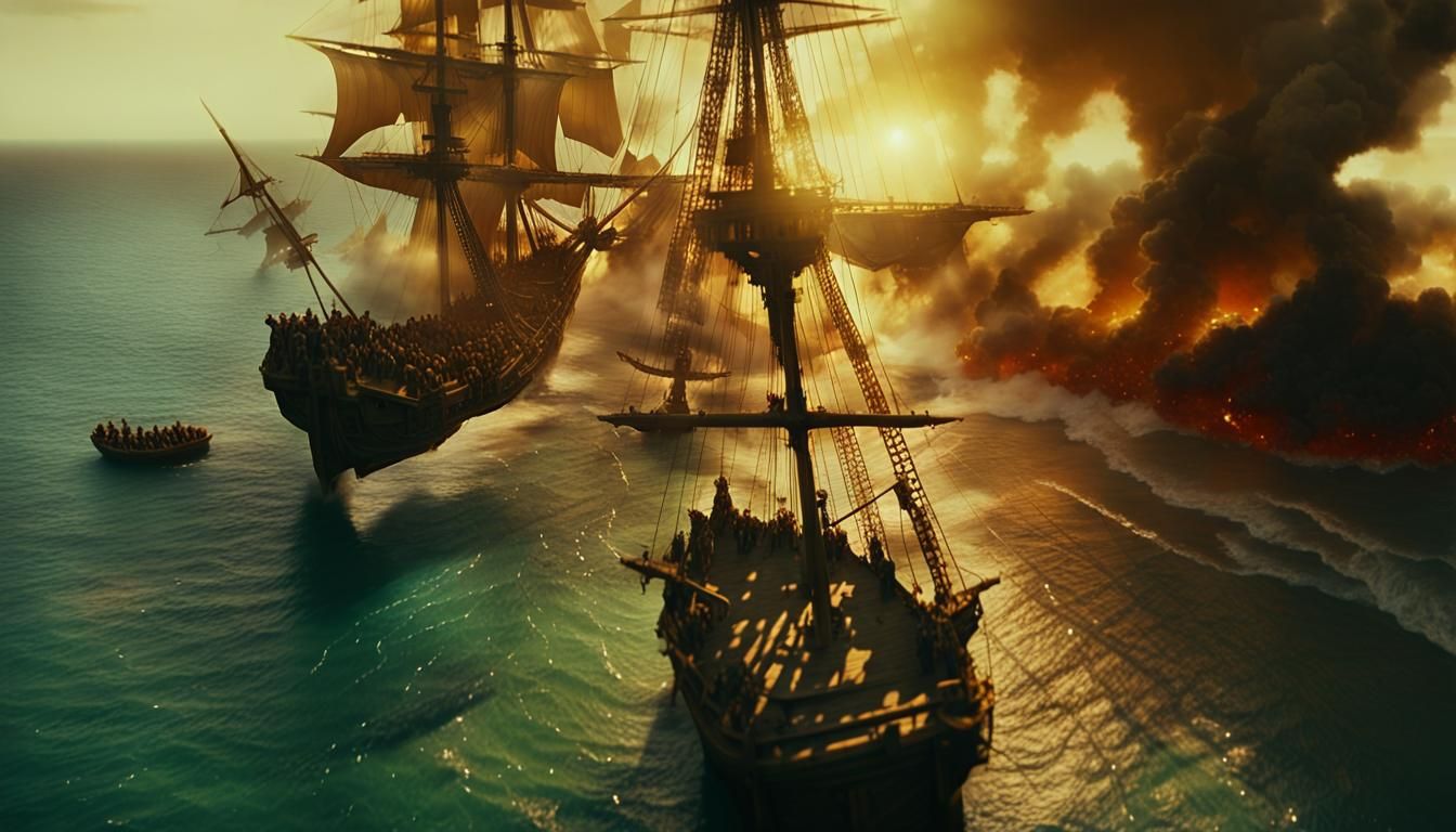 Blackbeard's Pirates Board Galleon in Cinematic Action