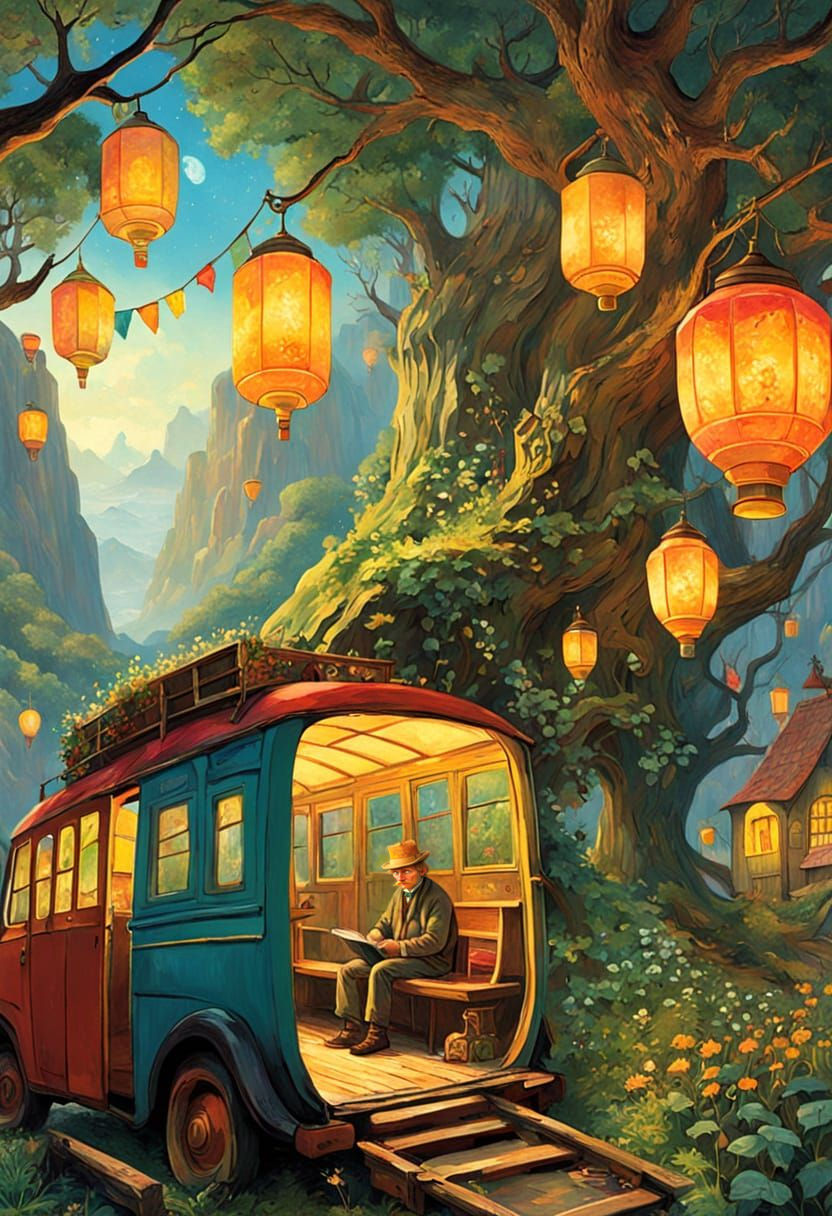 Fantasy Landscape Art Inspired by Klimt and Ghibli