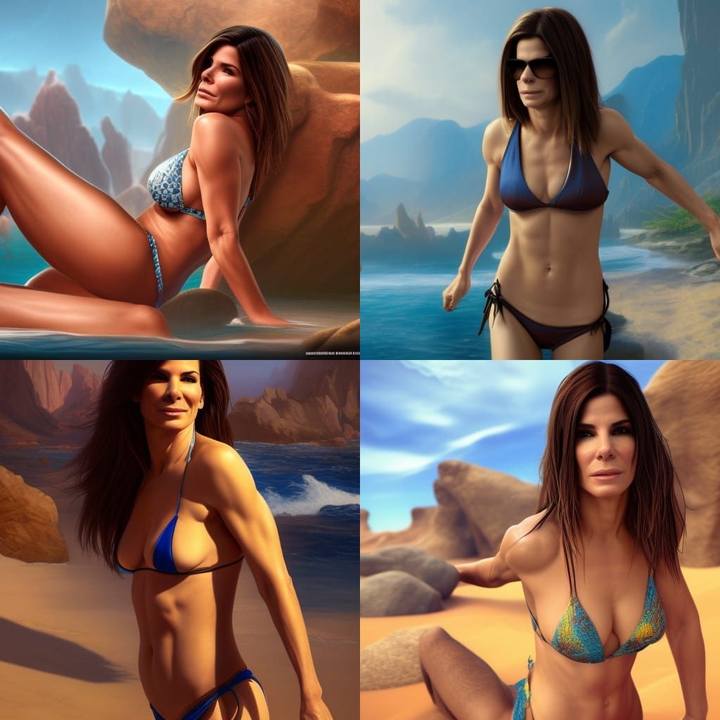 Sandra Bullock in Bikini: Detailed Matte Painting