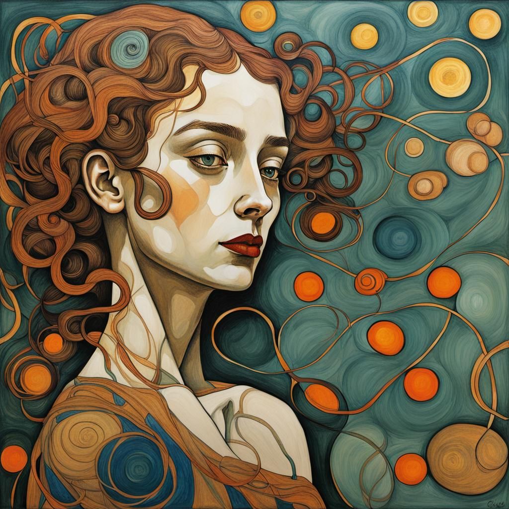 Abstract Art in Secessionist Style with Organic Lines