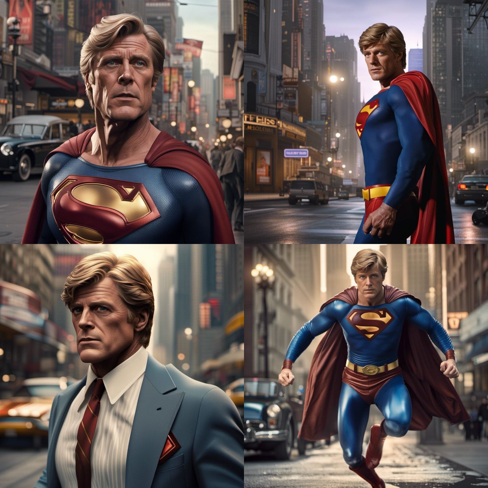 Superman in Art Deco City, Photorealistic 4K