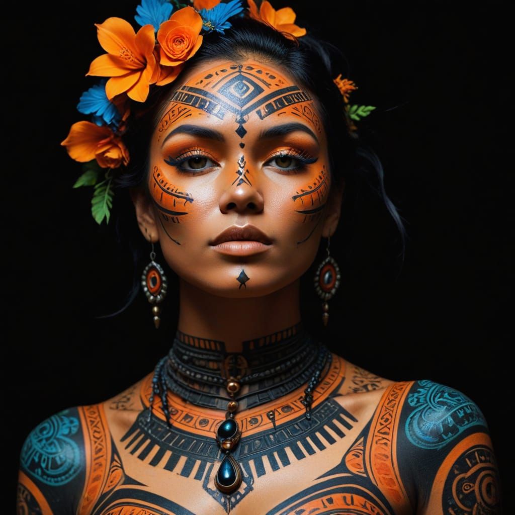 Ancient Tribal Beauty Revealed in Vibrant Black and Orange H...