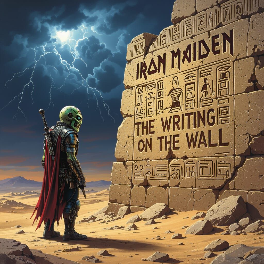 Iron Maiden's Eddie Gazes at Desert Hieroglyphs