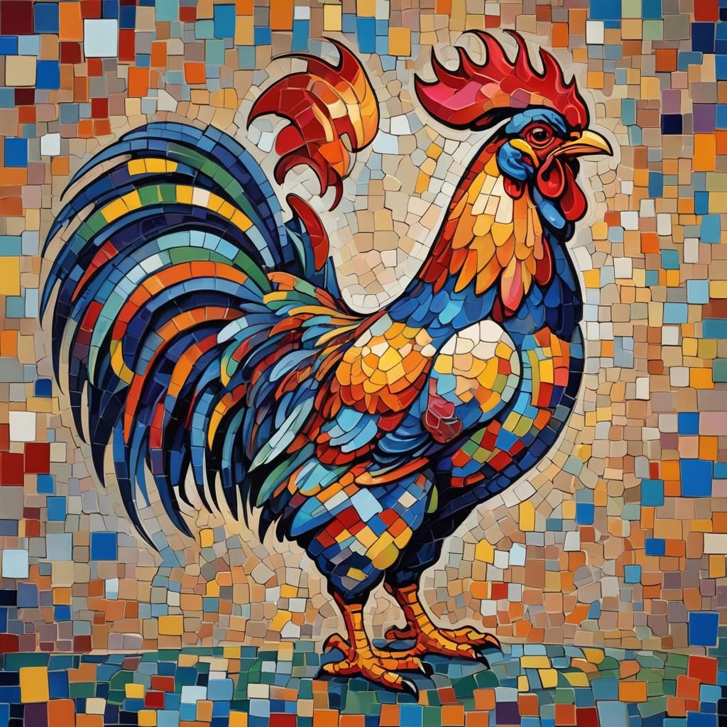 Pixelated rooster