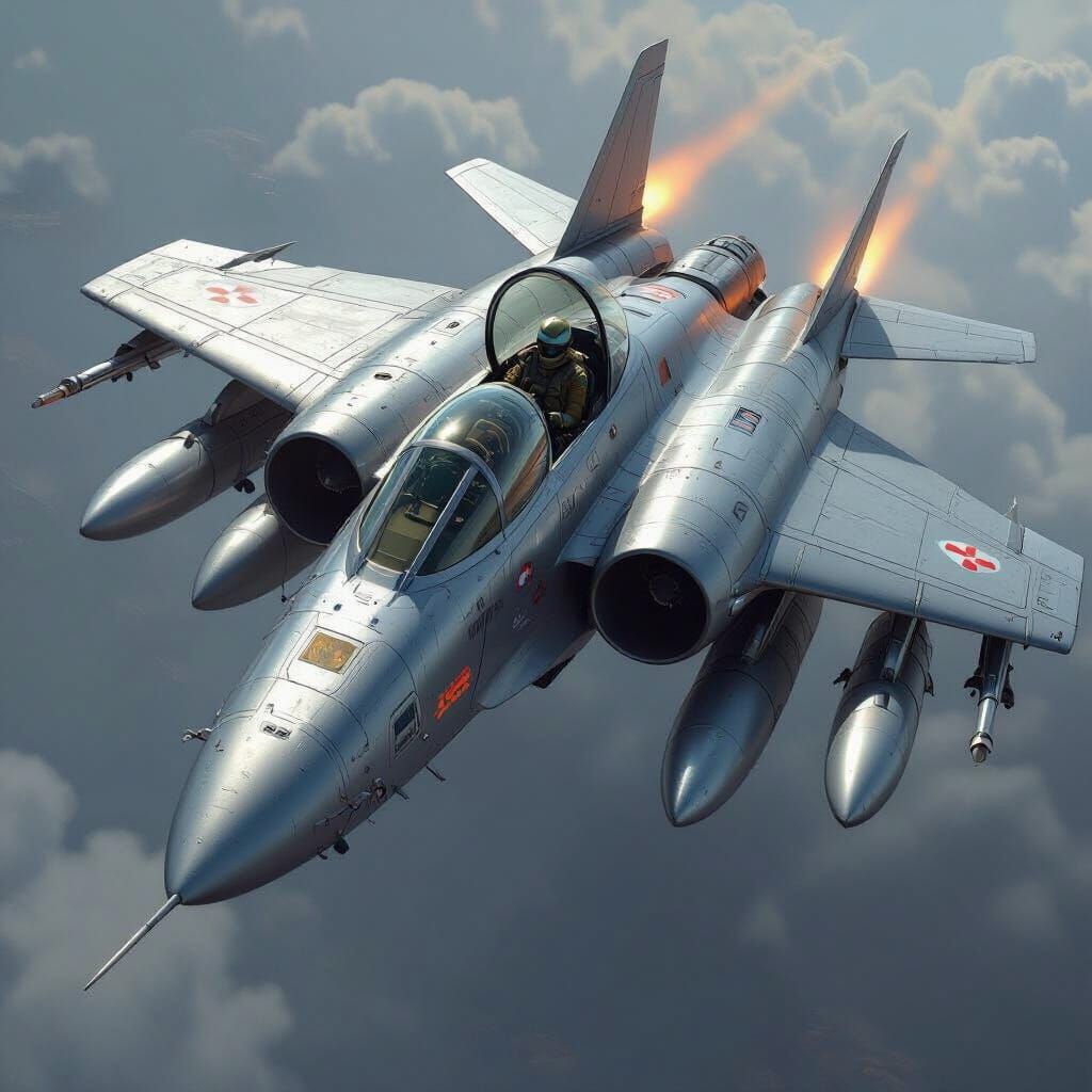 Futuristic Attack Aircraft Inspired by Syd Mead