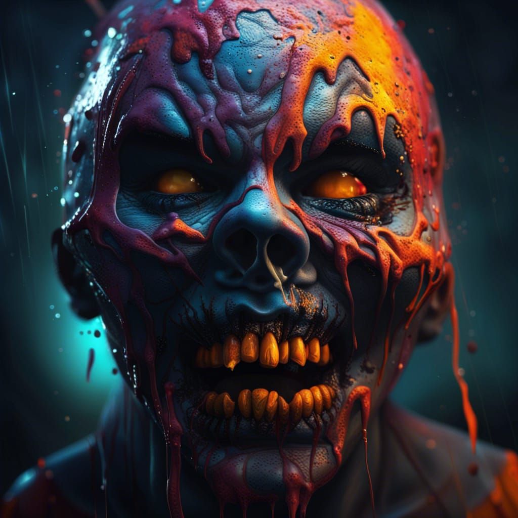 Creepy Halloween Theme in Hyperrealistic Splash Art