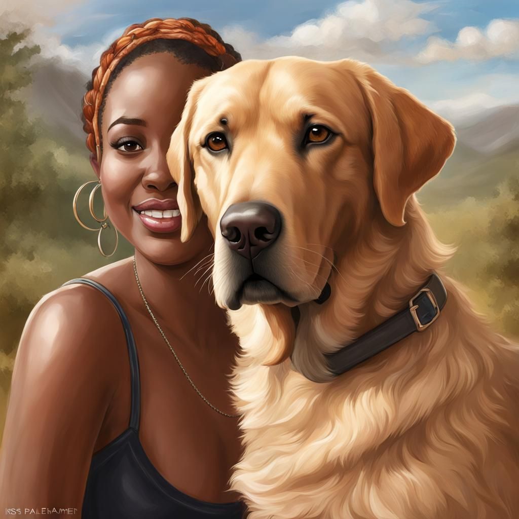 Rissi Palmer Portrait with Labrador in Digital Painting Styl...