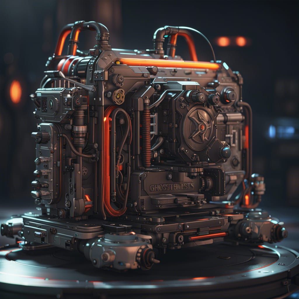 Ghostbusters Proton Pack and Trap in Sci-Fi Style