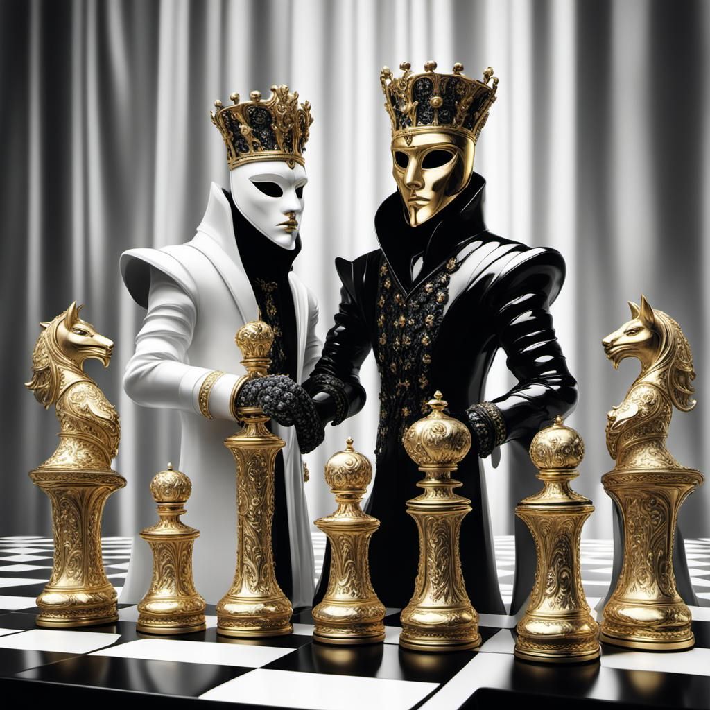 Chess Pieces in Venetian Carnival Style