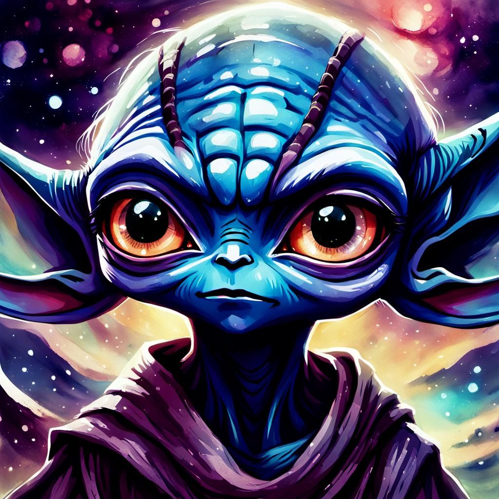 Fierce Yoda in Mystical Jedi Temple: Anime Key Visual