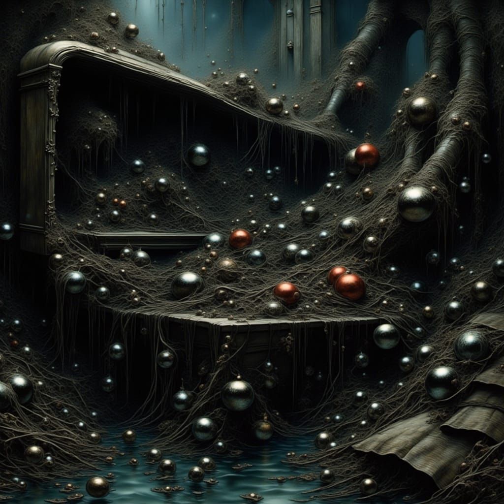 Macabre Coffin Filled With Spiders and Christmas Baubles