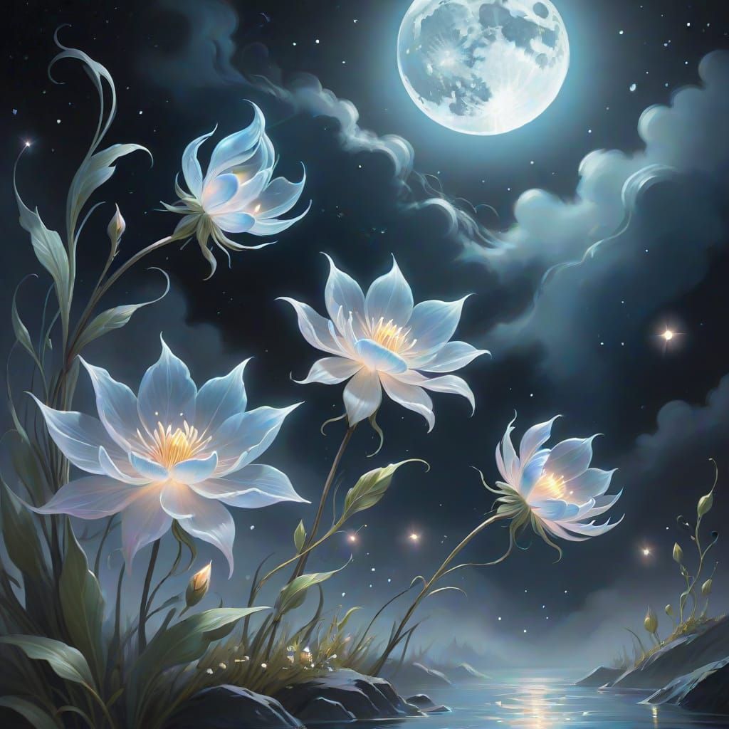 Ethereal Wisp Flower Fantasy Illustration