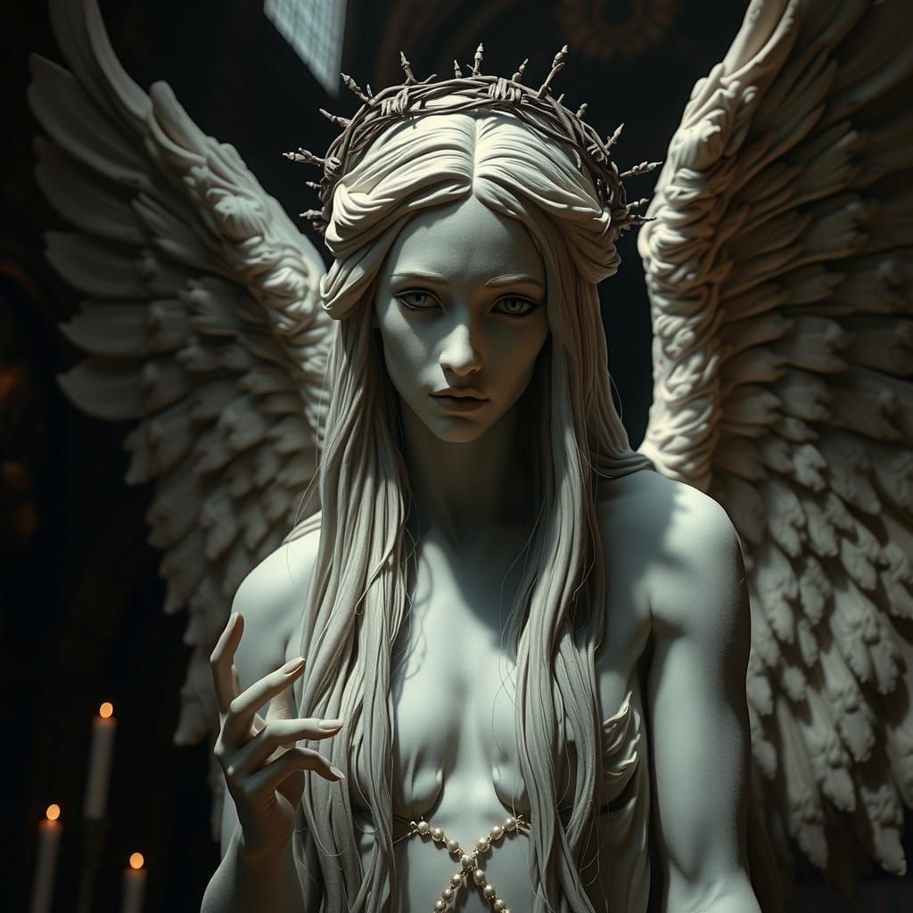 Statuesque Angel in Art Deco Gothic Style