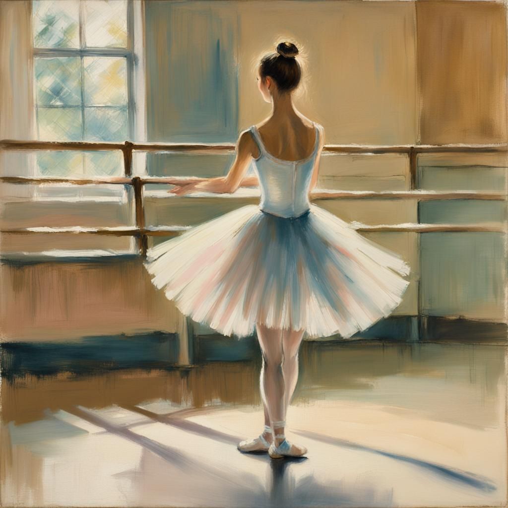 Ethereal Ballet Scene in Soft Pastel Colors