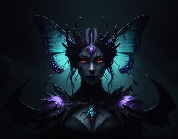 Poisonous Butterfly Monster in Dark Fantasy Style