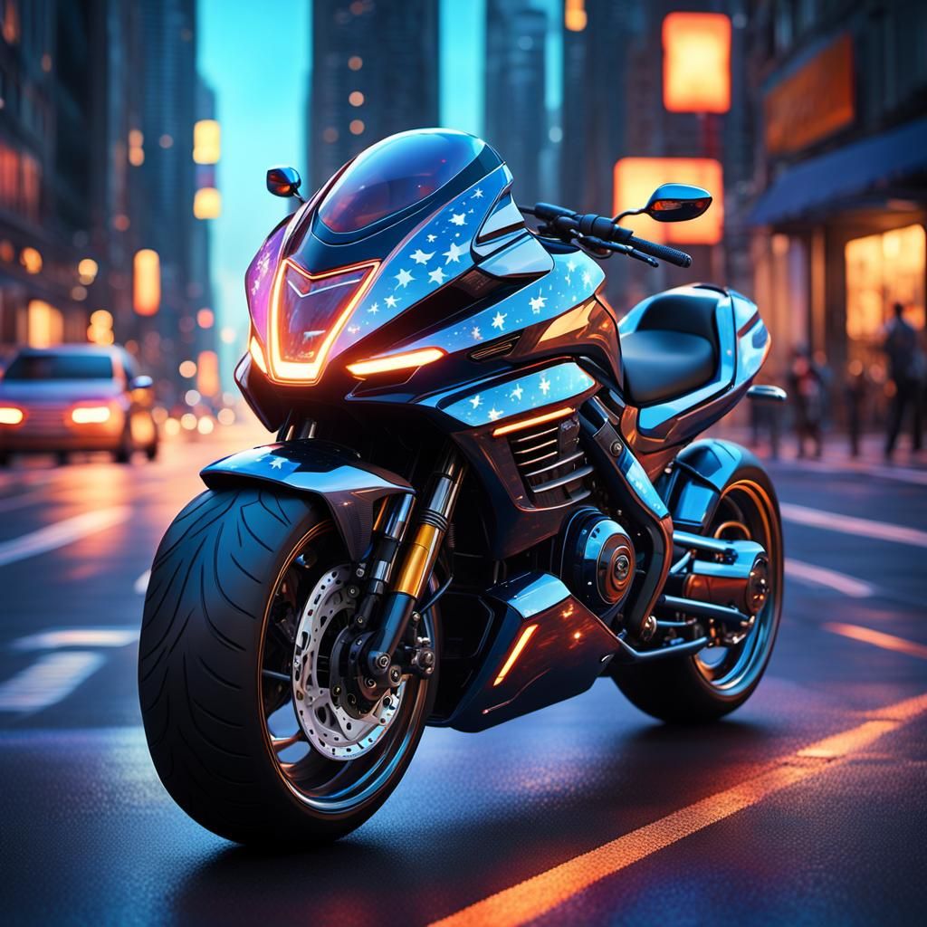 Futuristic Motorcycle Concept Art in Oil Painting Style