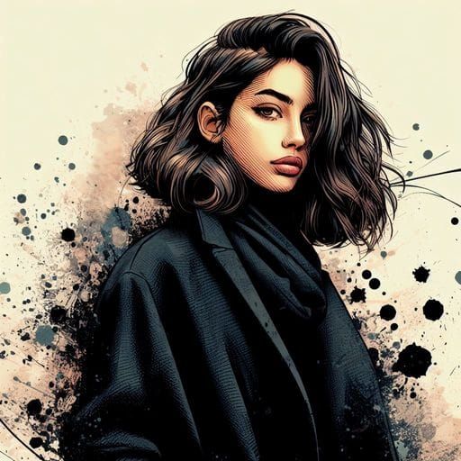 Pretty Tunisian Girl in Splash Art Style