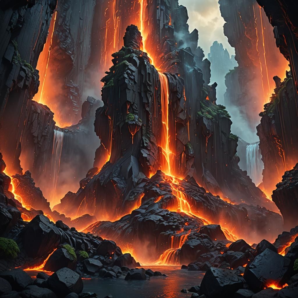 Lava Waterfall Erupts in Volcanic City