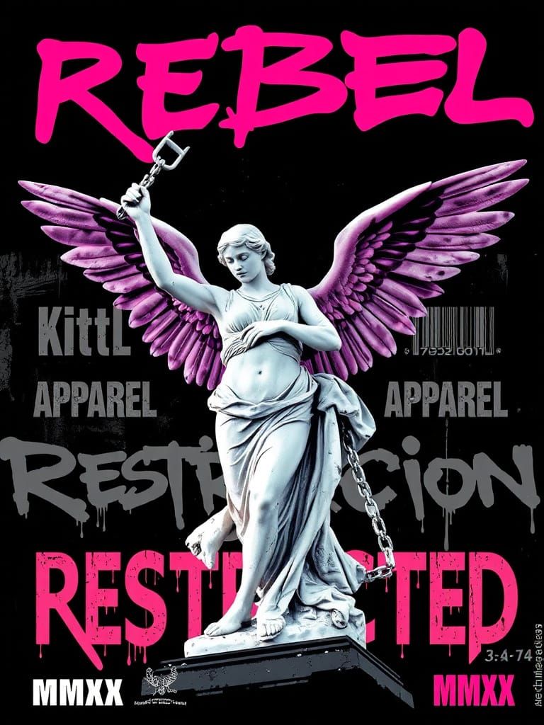 Marble Angel with Flail in Urban Graffiti Style