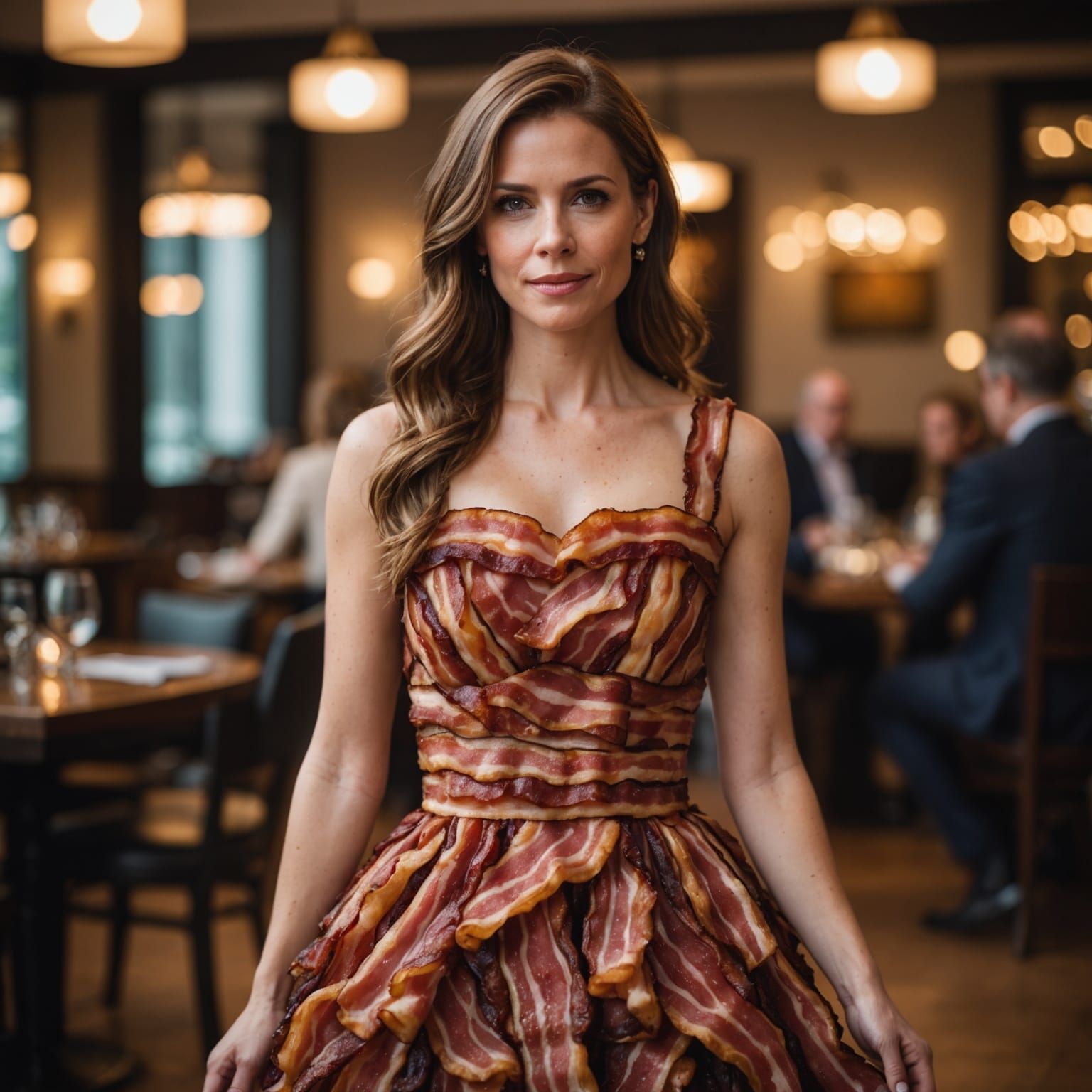 Woman in Bacon Dress: Professional Photography