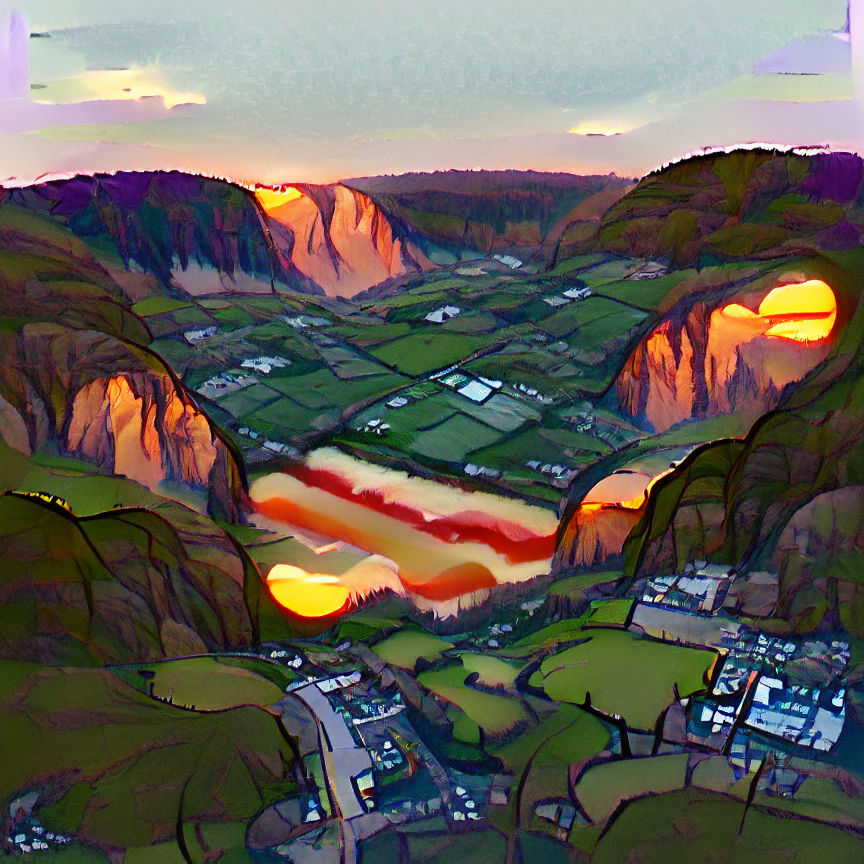 Tranquil Sunset Over Quiet Valley