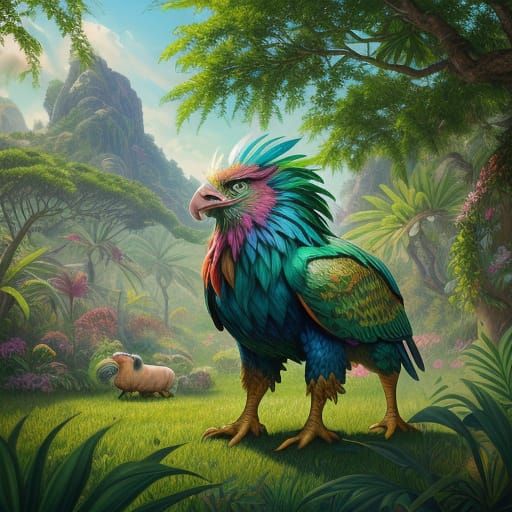 Fantasy Pig Eagle Hybrid in Golden Sunlight