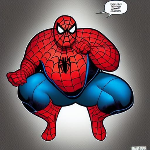 Obese Spiderman Caricature in Comic Book Art
