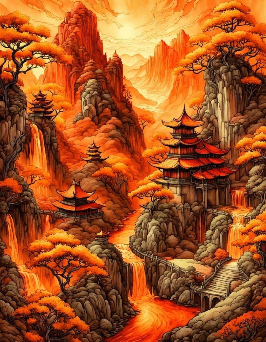 Orange Hue Transformation Maintaining Original Composition