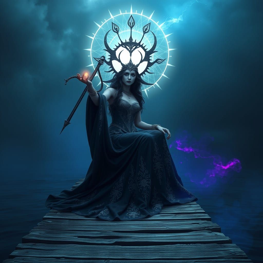 Mystical Goddess Weaves Dark Magic