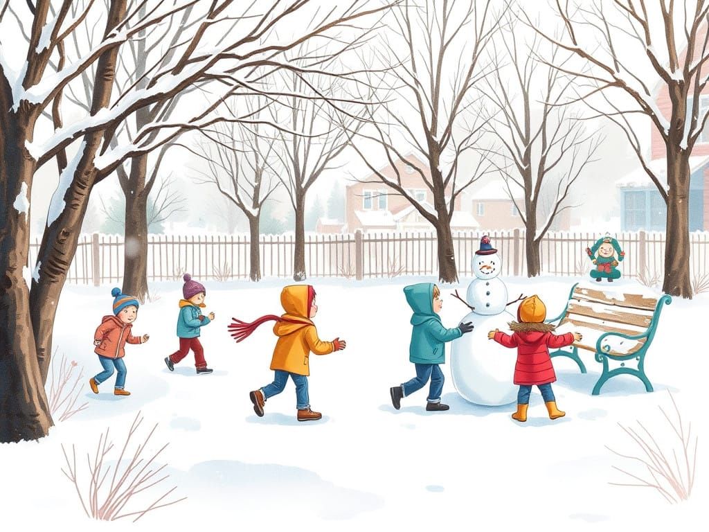 Winter Wonderland Scene in Pastel Watercolor