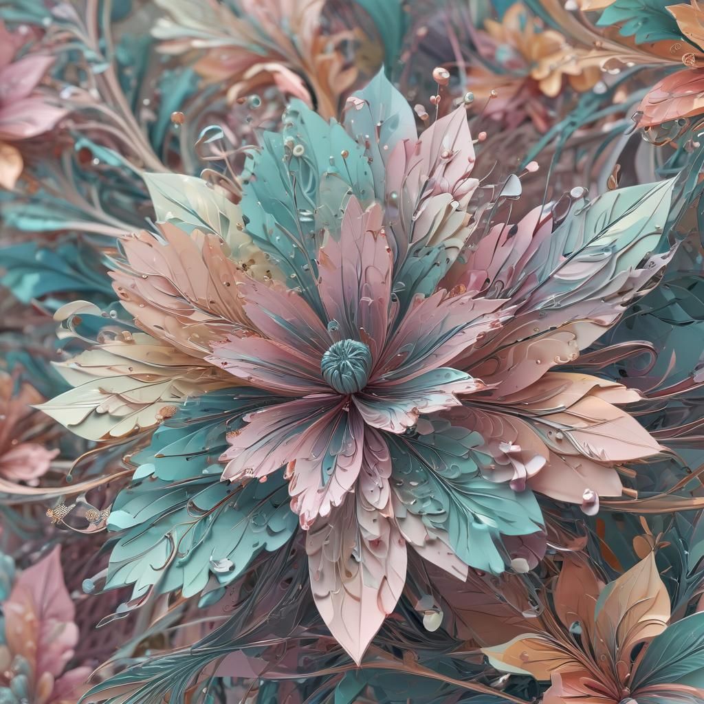 Intricate Low-Poly Fractal Flower Pattern in 3D