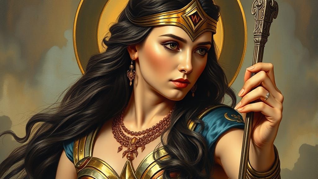 Renaissance Wonder Woman in Ancient Sumarian Splendor