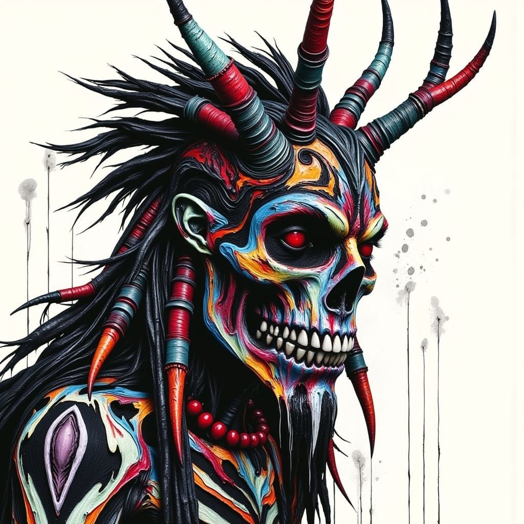 Dark Primal Horror Wendigo in Tribal Paint