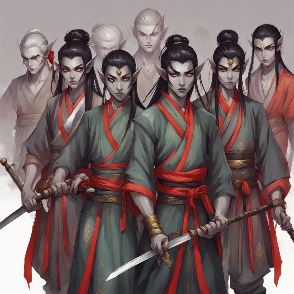 Elves with Katanas in Asian Attire