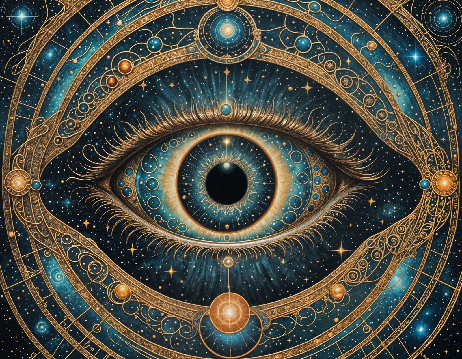 Cosmic Eye Reflecting Heavenly Constellations