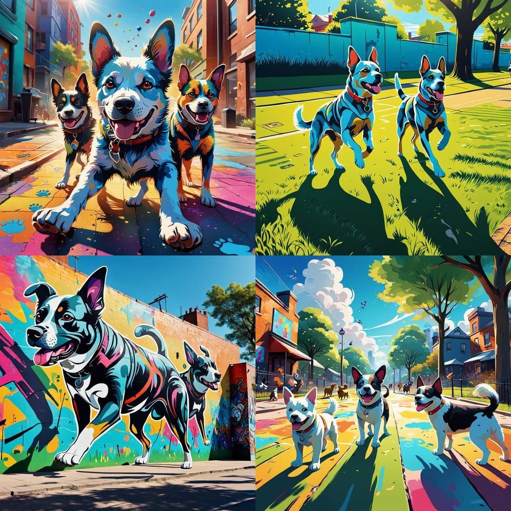 Dog-Themed Mural Design for Dog Park Wall