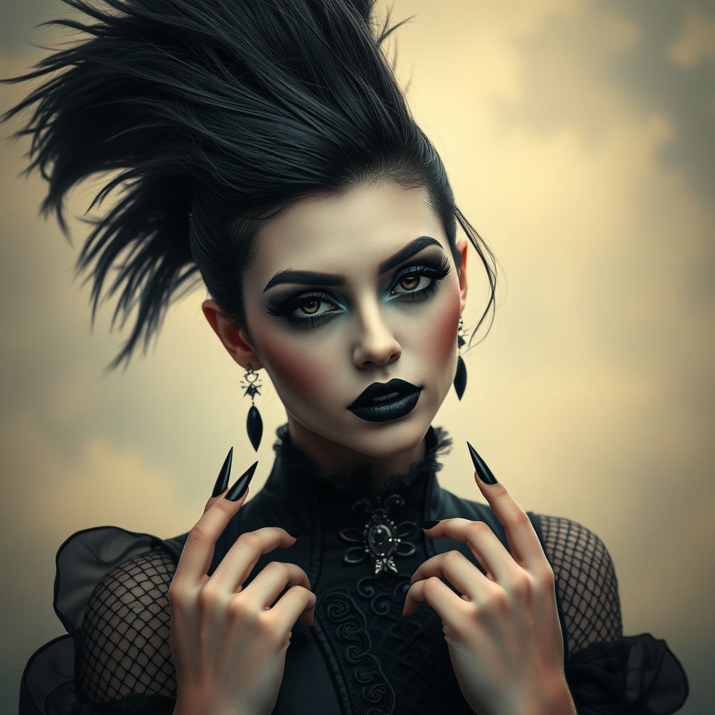 Gothic Goddess with Fluffy Black Mohawk
