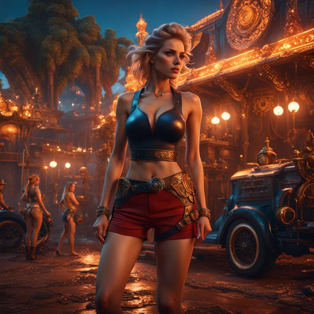 Detailed Matte Painting of Women in Shorts