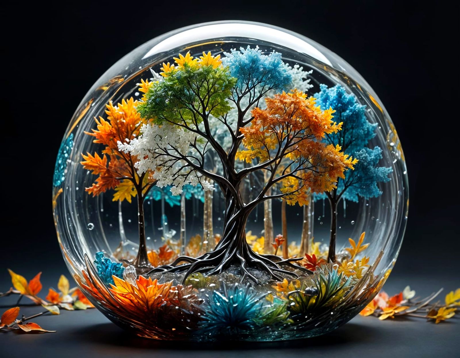 Four Seasons in Vibrant Blown Glass