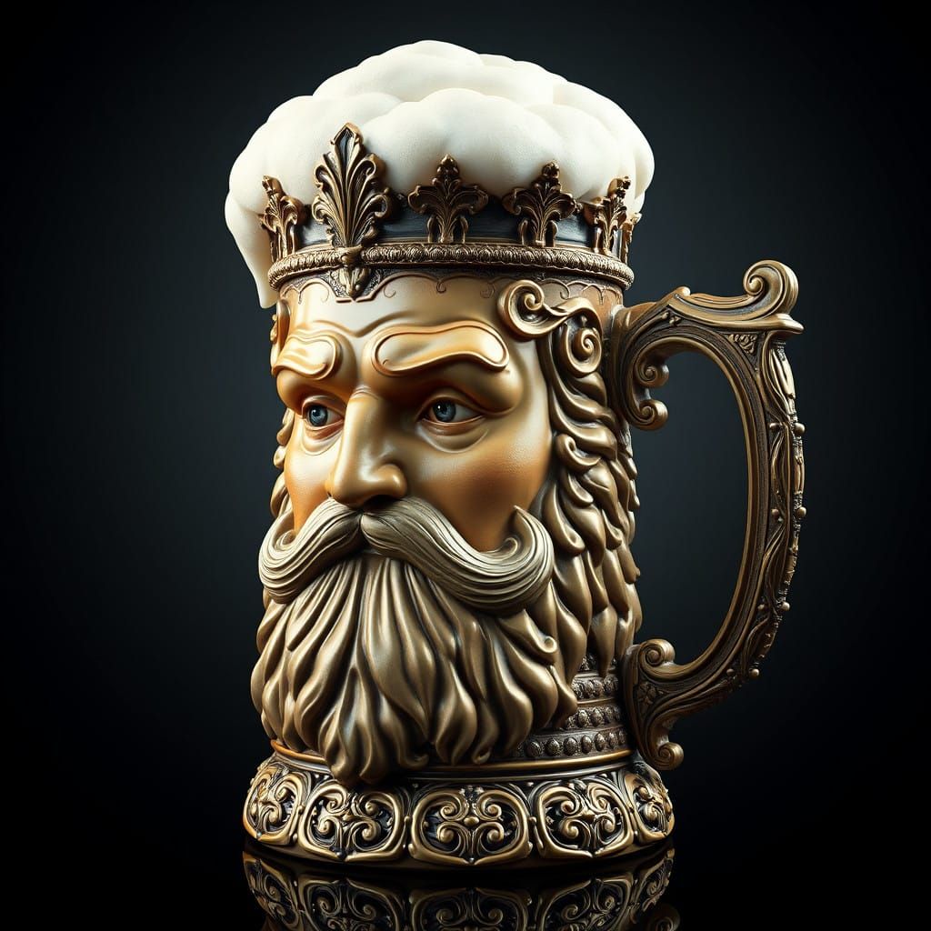 Majestic King Charles Beer Mug in Fantastical Fantasy Art St...