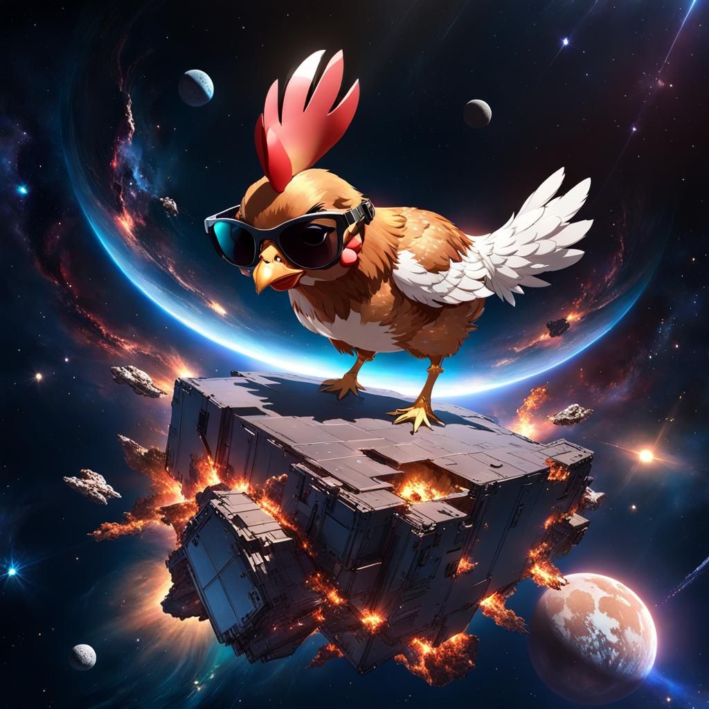 Chicken in Space with Nebulae, Concept Art