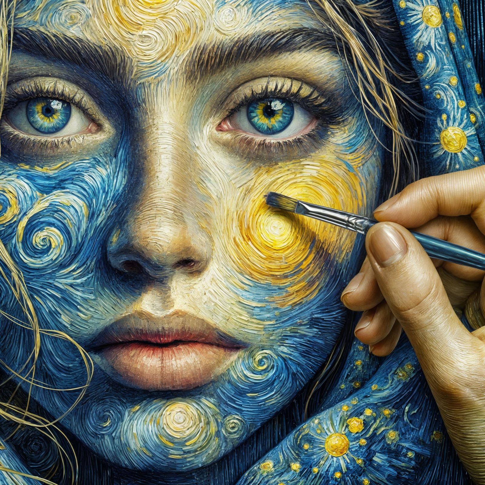 Painterly Starry Night Portrait