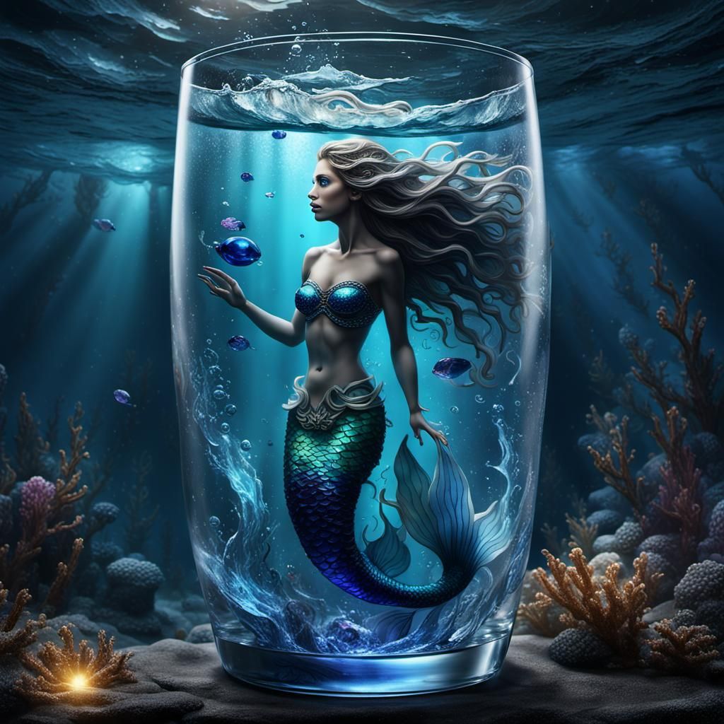 Fantasy Mermaid Held Captive: Detailed Matte Painting