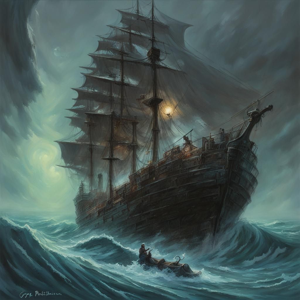 Fantasy Ship on Sinister Sea, Illustration Style