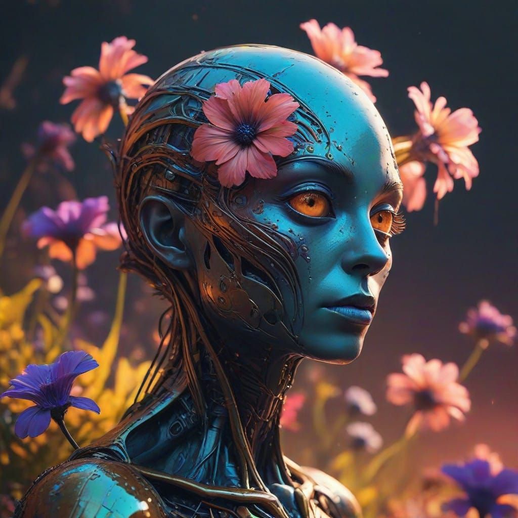 Ethereal Alien Blooms in Hyperrealistic Splash Art