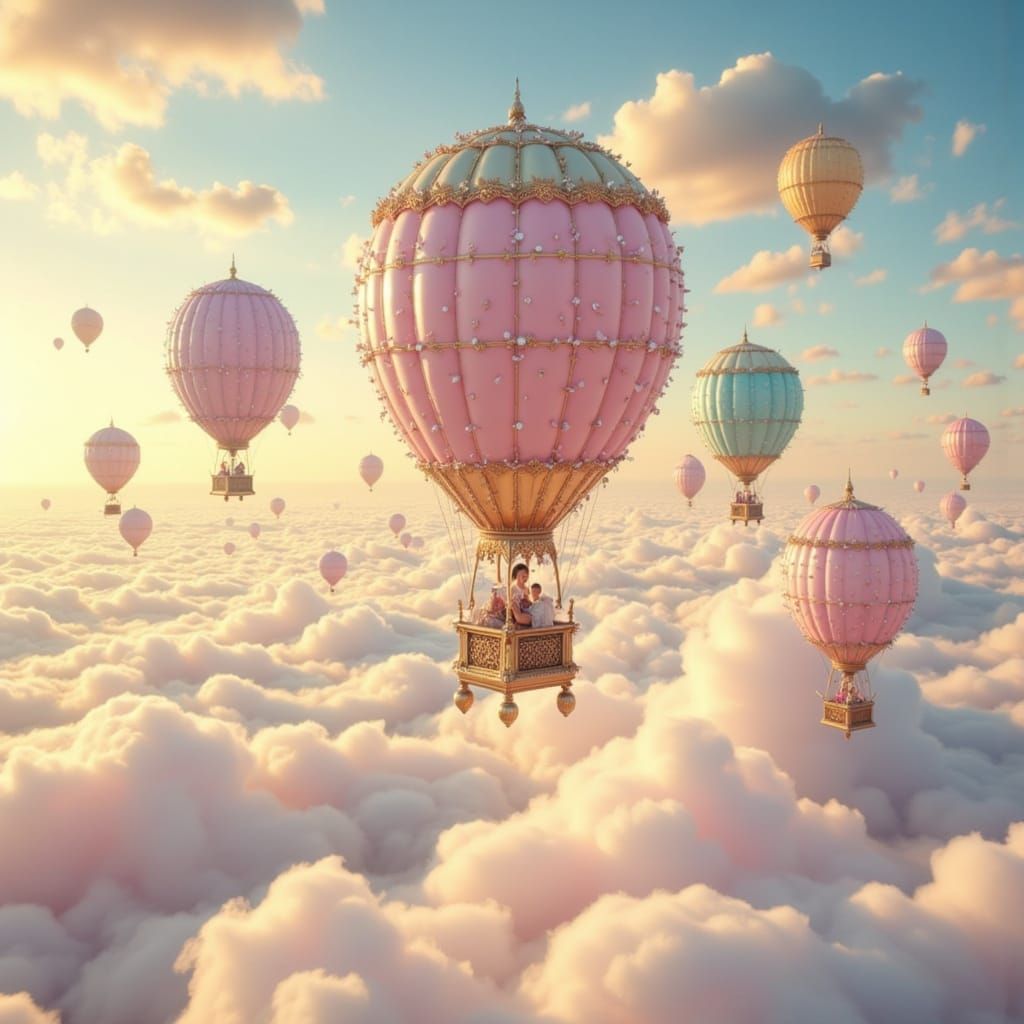 Pastel Hot Air Balloons Shaped Like Designer Handbags Over C...