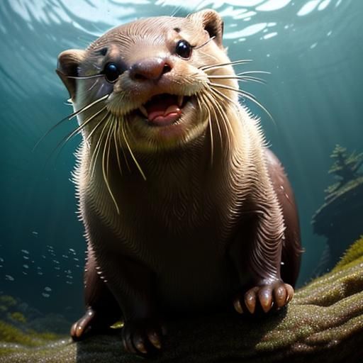 Adorable Baby Otters Play in Golden Light