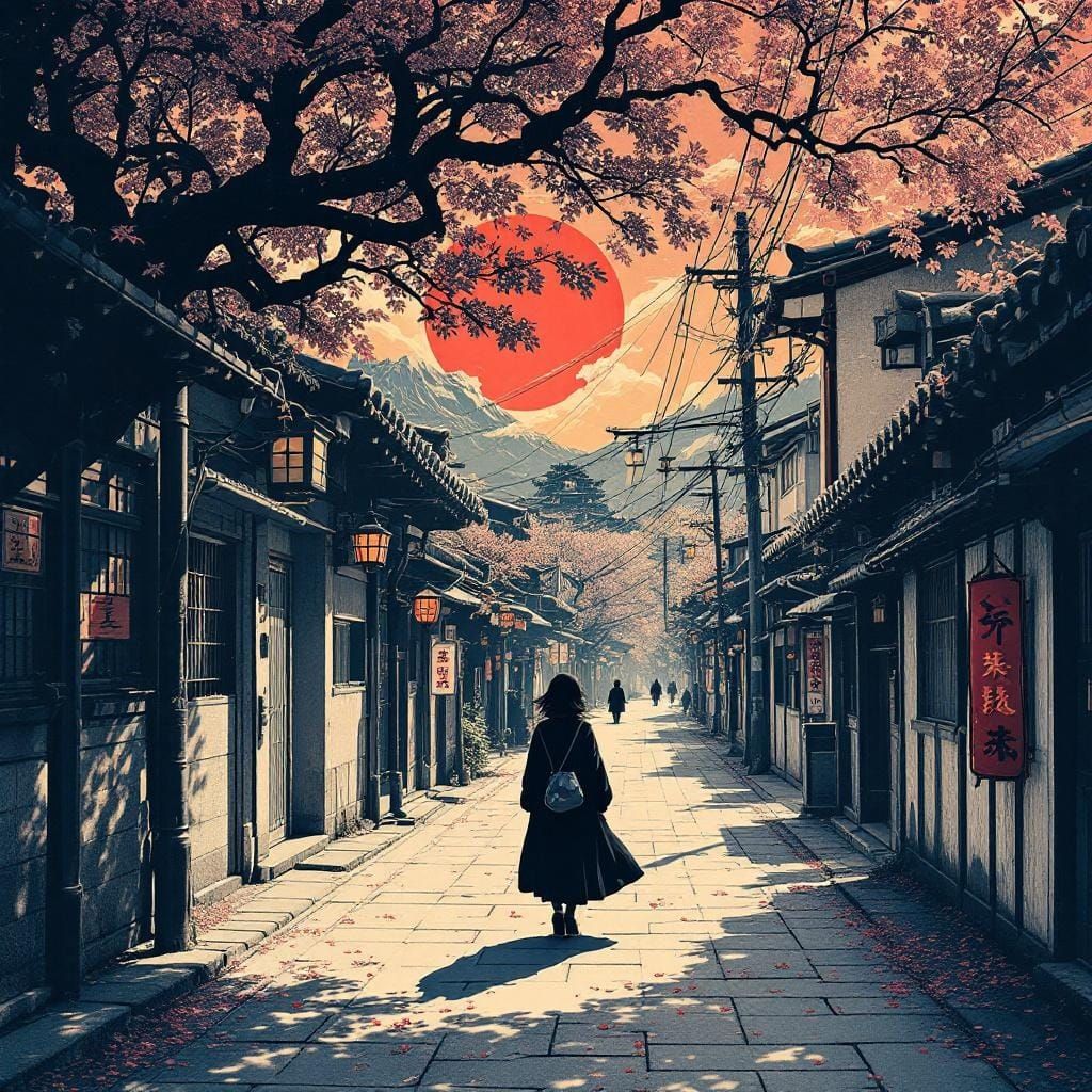 Ukiyo-e Streets in Pop Art Style